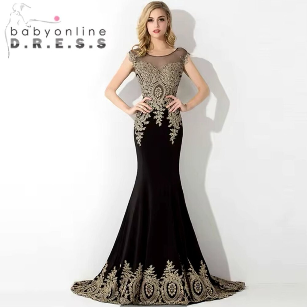 Black and Gold Maxi Dress (Size S)